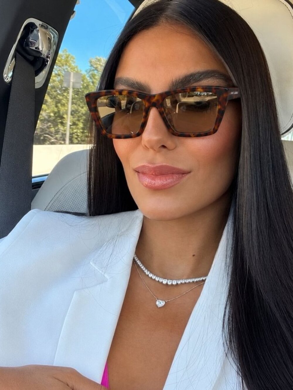 Saint Laurent SL276 MICA 064 Sunglasses Havana Cat Eye Frame, Brown Lenses
